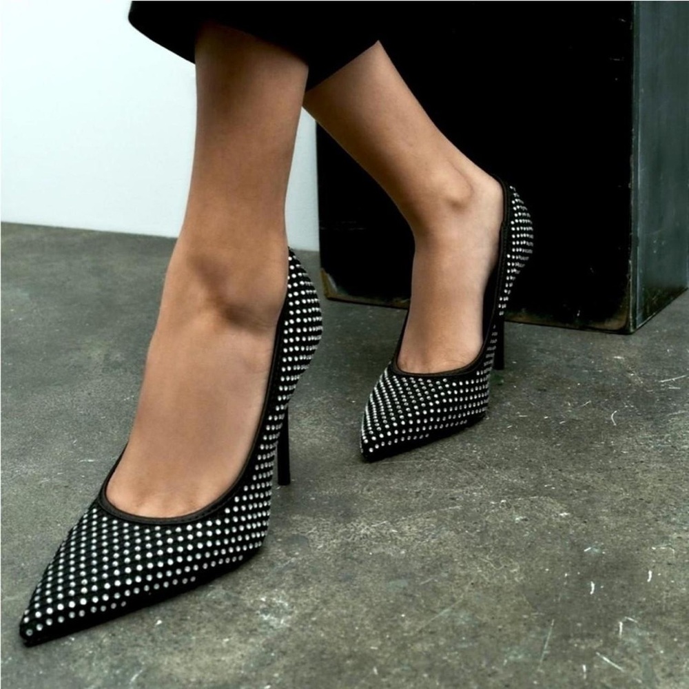 Zara Elegant Black Studded Women's Heels Size 39